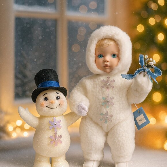 Ashton Drake Snow Babies Ltd. 1994 "Beneath The Mistletoe" Porcelain Doll 10.5" - Picture 1 of 6